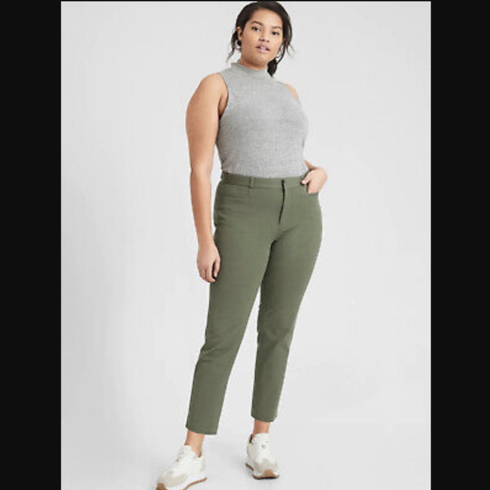 Banana Republic Women Sloan Curvy Fit Green Slim Ankle Pant 10P